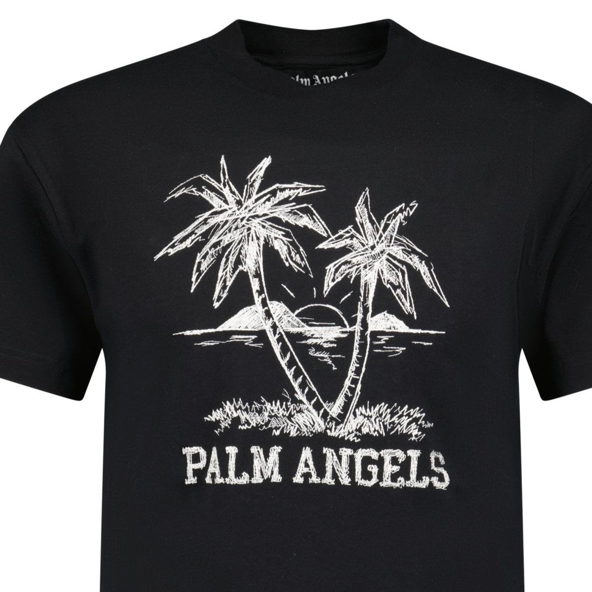 Palm Tree Print T Shirt Black Affluentattire