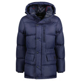 BURBERRY HAWORTH MID LENGTH PUFFER JACKET NAVY BLUE