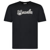 MONCLER EMBROIDERED VARSITY LOGO COTTON T-SHIRT BLACK