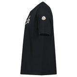 MONCLER EMBROIDERED VARSITY LOGO COTTON T-SHIRT BLACK