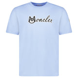 MONCLER EMBROIDERED VARSITY LOGO COTTON T-SHIRT BLUE