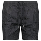 MONCLER LOGO PATCH SWIM SHORTS BLACK