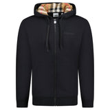 BURBERRY HOVE CHECK HOOD EMBROIDERY LOGO HOODIE BLACK