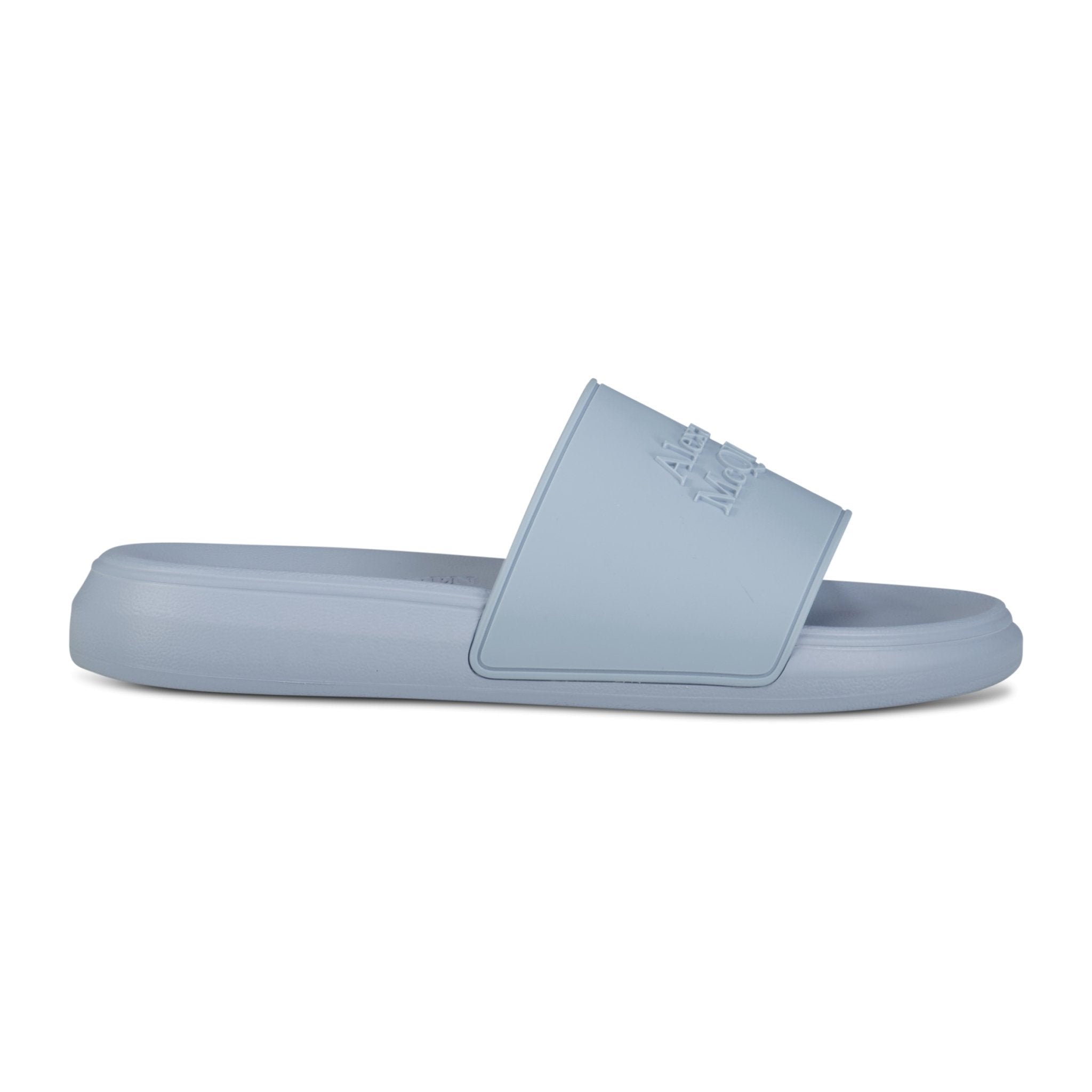 Alexander McQueen Logo Embedded Rubber Slides Blue - Boinclo ltd