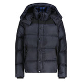 Burberry 'Leeds' Hooded Check Down Jacket Navy - Boinclo ltd