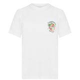 Casablanca Orbite Autour De L'orange Print T-Shirt White - Boinclo ltd