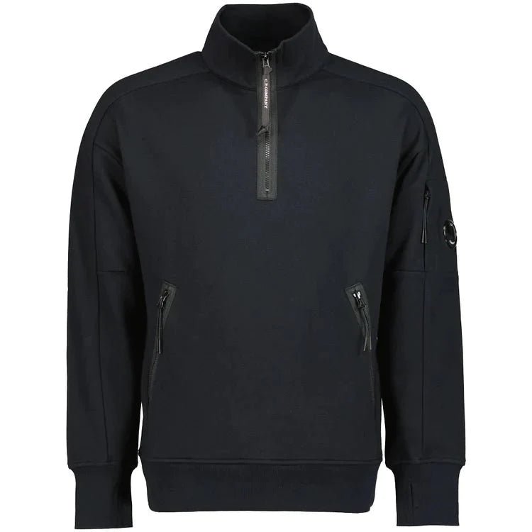 CP Company Collar 1/4 Zip Diagonal Raised Fleece Black - Boinclo ltd
