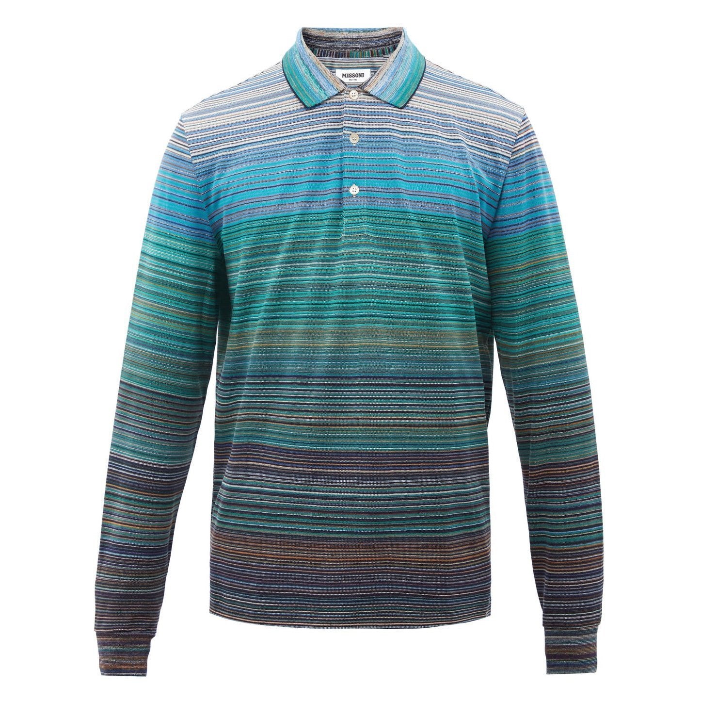 Missoni Stripe Cotton Long Sleeve Polo Multicoloured Green - Boinclo ltd