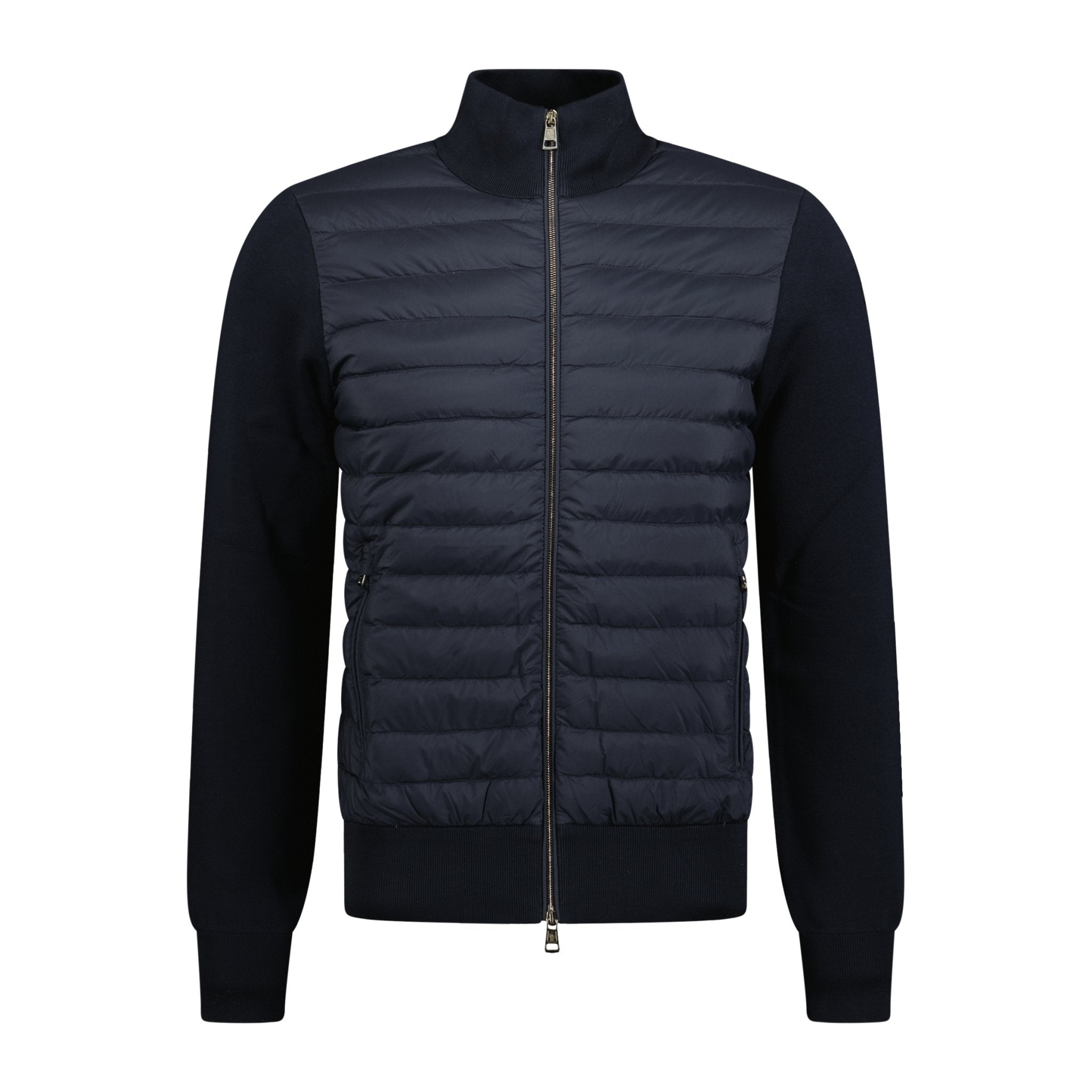 Moncler 'Cardigan Tricot' Nylon Mix Knit Zip Jacket Navy - Boinclo ltd