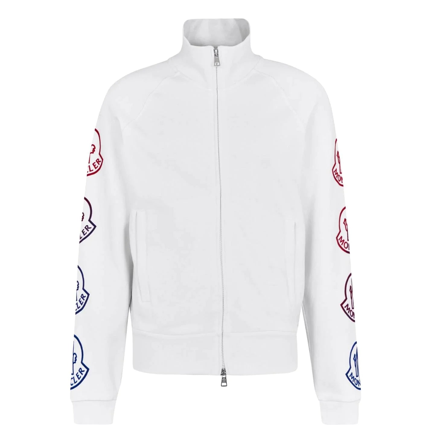 Moncler 'Maglia Cardigan' Arm Logo Track Jacket White - Boinclo ltd