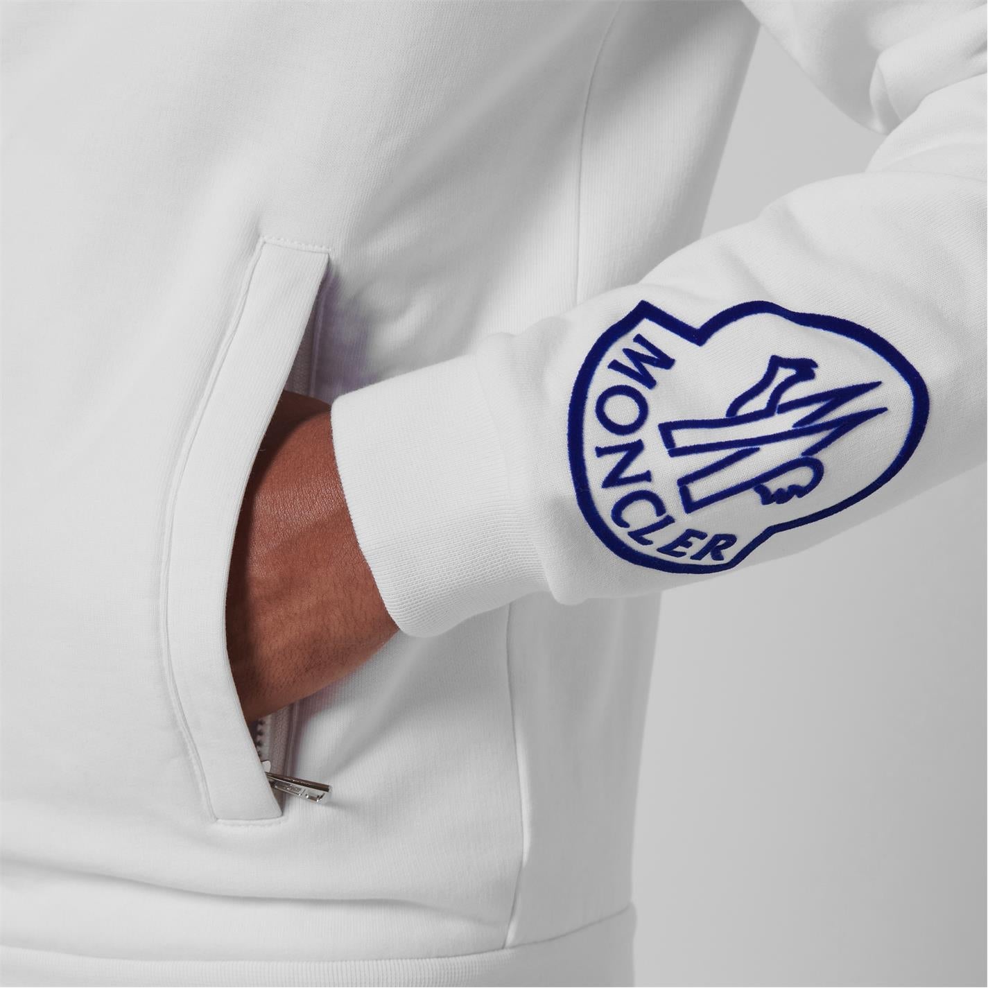 Moncler 'Maglia Cardigan' Arm Logo Track Jacket White - Boinclo ltd