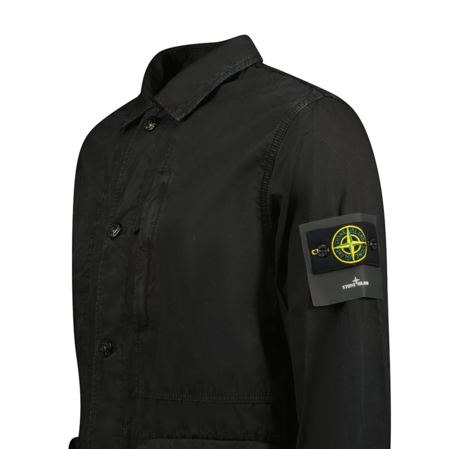 Stone Island Logo Sleeve Brushed Cotton Canvas Jacket Black - Boinclo ltd