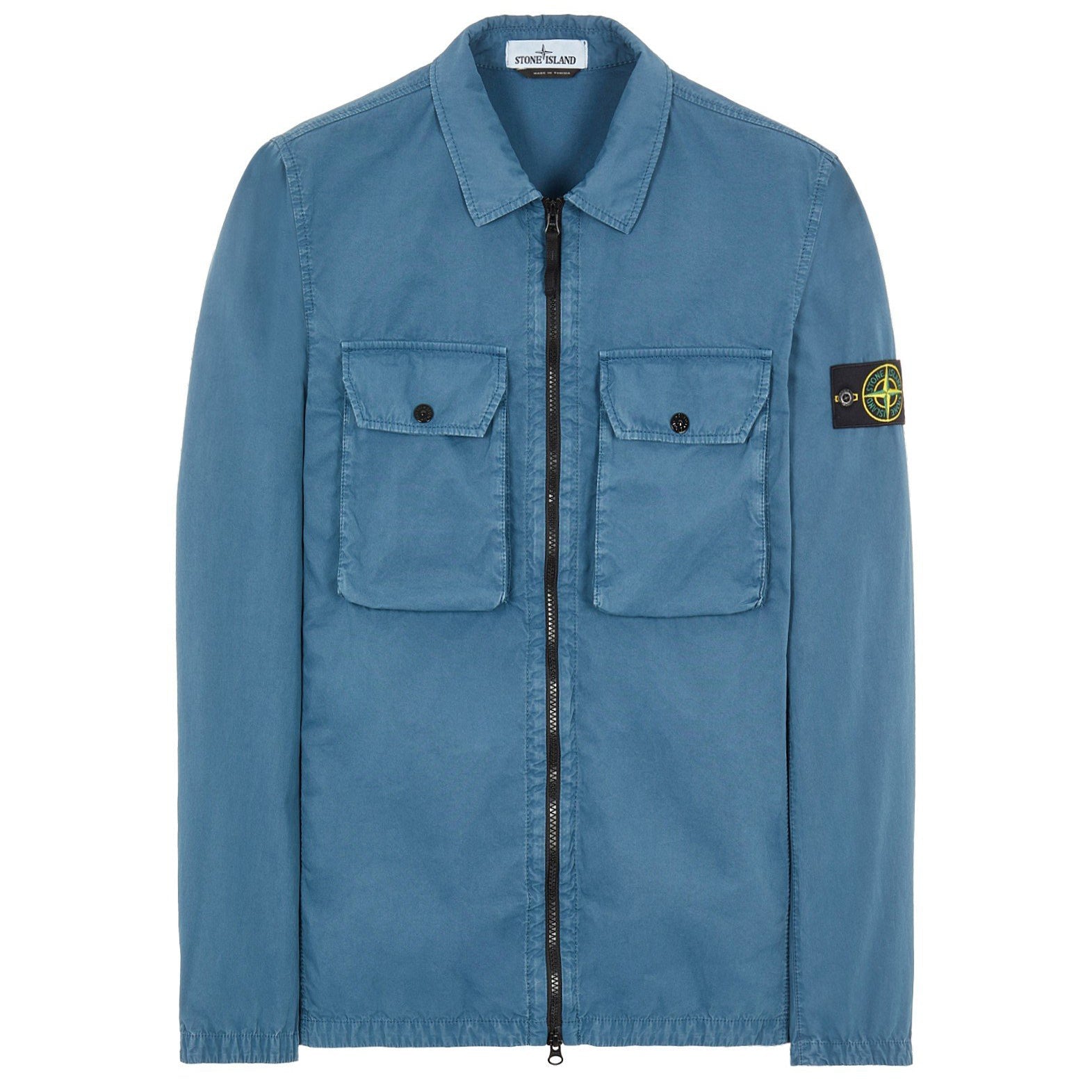 Stone Island Zip Overshirt Jacket Petrol Blue - Boinclo ltd